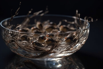 Swiftlet nests in a glass bowl