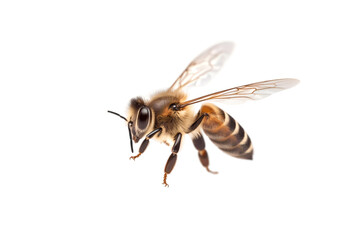 a stunning bee is flying, isolated on transparent background, macro, incredible pollinator, generative AI
 - obrazy, fototapety, plakaty