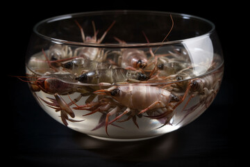 yabbies in a clear bowl 