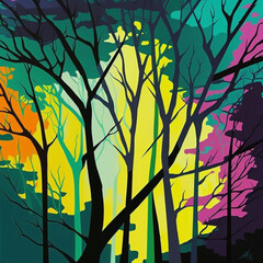 forrest colorful colourful vector artwork