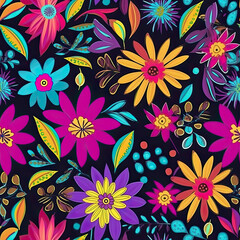 seamless pattern with cannabis flowers, made with AI