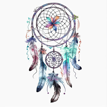 psychedelic dreamcatcher, isolated, made with AI