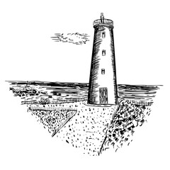 Saint-Gilles Beacon vector ink illustration 