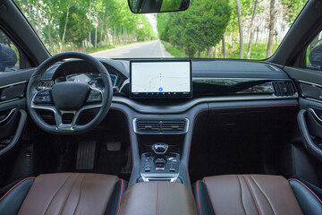 interior of a modern car front seats.