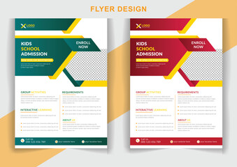 Creative kid's school admission flyer design template and poster design