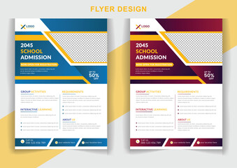 Modern Education Admission Flyer Design back to school Layout template