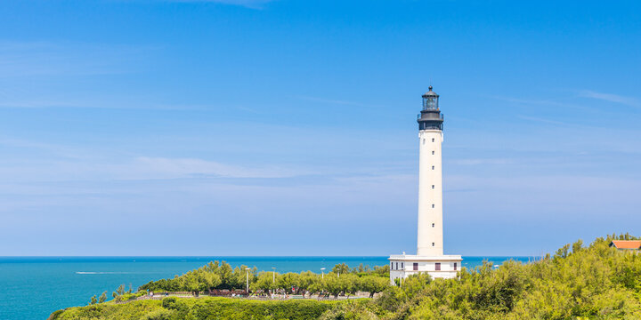 Biarritz lighthouse and the Atlantic Ocean on a summer day in France