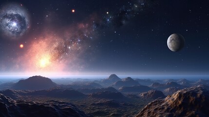 Naklejka na ściany i meble space background. planets and stars in space. generative ai