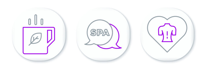 Set line Massage, Cup of tea and leaf and Spa salon icon. Vector