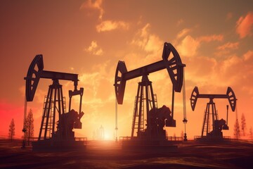 Industrial oil pumps mined oil. Generate Ai