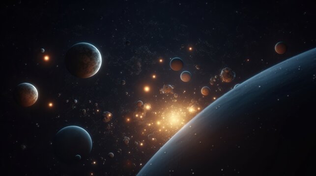 space background. planets and stars in space. generative ai