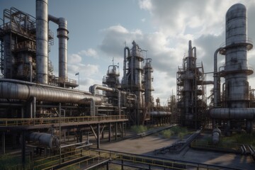 Oil refinery factory. Generate Ai