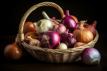 Organic onion basket. Generate Ai