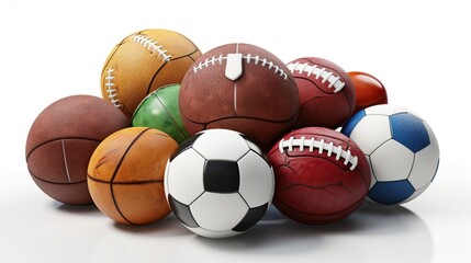 different sports balls on a white background. generative ai