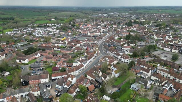 Panning shot Great Dunmow Essex UK Aerial footage 4K