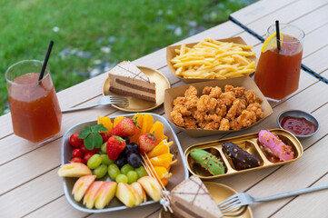 Abundant picnic food on the table