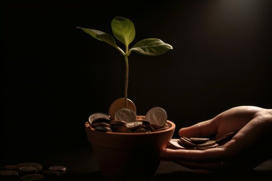 Plant coin pot. Generate Ai