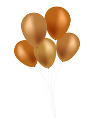 Gold Balloon isolated on transparent background. Vector illustration.