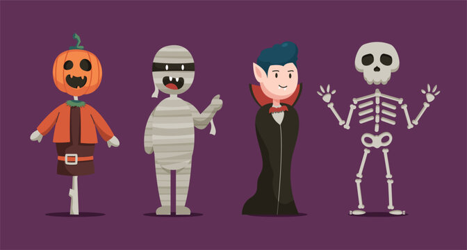 Halloween festival cartoon character vector illustration