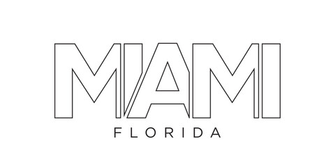 Miami, Florida, USA typography slogan design. America logo with graphic city lettering for print and web.