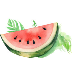 Watermelon Watercolor PNG "Generative AI"