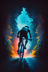 Fototapeta na wymiar Credible_cycling_epic_full_artistic_colorful_cinematic_lighting