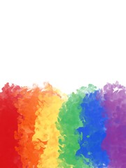 Lgbt background with copy space. Abstract painting rainbow gradient, hand drawn. Square. Vertical