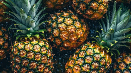 Juicy ripe pineapple close up. Food concept. Al generated