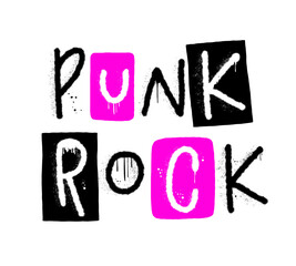 Graffiti grunge urban street art. Punk rock. Punk retro style slogan. Spray effect for print tee and poster design. Cyberpunk artwork design. 80s, 90s, 00s style.