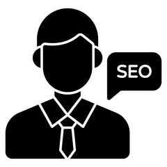 An editable design icon of seo chatting 