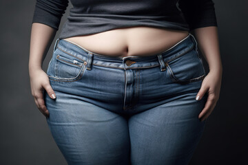 View of abdominal fat, obesity. Generate by ai - obrazy, fototapety, plakaty