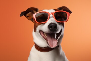 funny dog domestic isolated portrait smile animal pet background cute sunglasses. Generative AI.