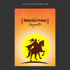 Vector illustration of Maharana Pratap Jayanti social media story feed mockup template design