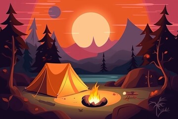 Summer vacation camping. Generate Ai
