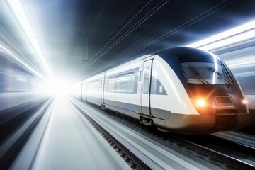 Fototapeta na wymiar Super modern speed city train. Generate Ai