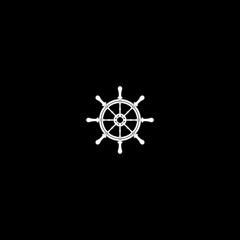 Ship steering wheel icon isolated on dark background