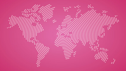 vector illustration of dotted world map on pink background