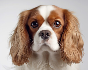 photo of Cavalier King Charles Spaniel isolated on white background. Generative AI