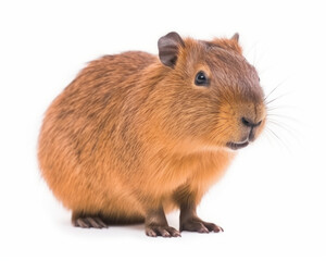 photo of capybara isolated on white background. Generative AI