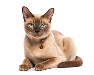 Obraz premium photo of Burmese cat isolated on white background. Generative AI