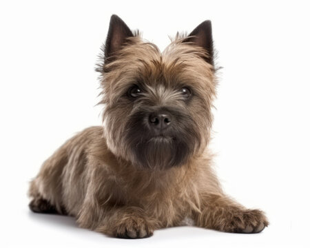 photo of cairn terrier isolated on white background. Generative AI