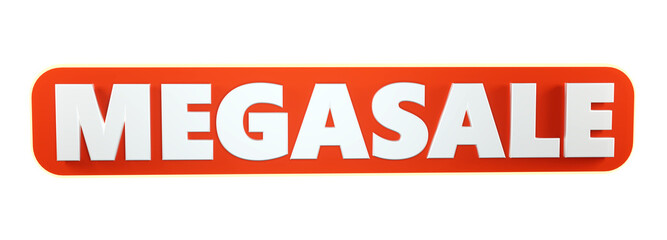 3D Mega Sale render on transparent background