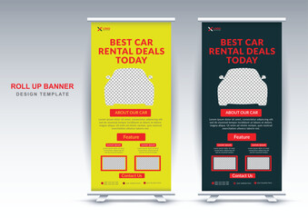 Car sell agency roll up banner design template