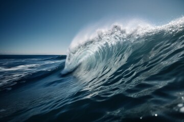 water crash ocean surfing cool wave blue nature sea liquid. Generative AI.