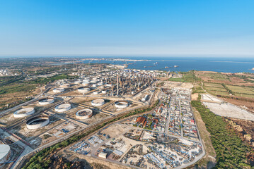 Industrial area in Syracuse Sicily, aerial view