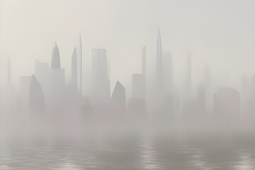 Sandstorm in the city, pastel image with a city panorama, illustration, painting, poster. AI generated.