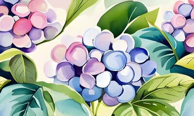  Watercolor hyacinths, illustration, picture, poster. AI generated. - obrazy, fototapety, plakaty