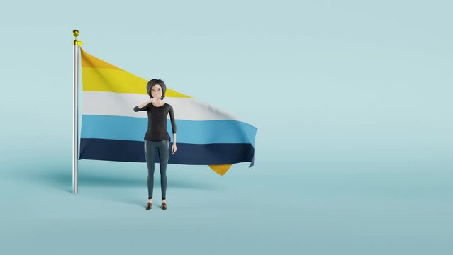 a video of AroAce pride flag against blue background; 3D animation