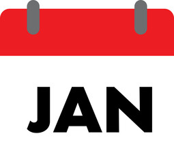 Calender Icon - January. 12 month calendar sign illustration.