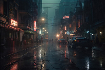 The city of the future in Blade Runner style.